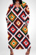 Red White Casual Print Pocket Patchwork V Neck Straight Plus Size Dresses