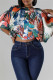 Blue Casual Solid Color Print Basic O Neck Tops
