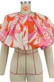 Blue Casual Solid Color Print Basic O Neck Tops