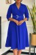 Blue Casual Solid Color With Belt Turndown Collar A Line Dresses
