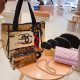Brown Casual Vacation Letters Patchwork See-Through Zipper Bags
