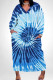 Blue Casual Print Pocket Patchwork V Neck Straight Plus Size Dresses