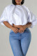 White Casual Solid Color Print Basic O Neck Tops