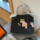 Black Daily Celebrities Solid Color Patchwork Metal Accessories Trim Bags