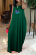 Green Casual Letter Print Draw String Lace Up Backless Halter Sleeveless Dresses