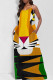 Yellow Sexy Print Patchwork Backless Spaghetti Strap Sling Dresses