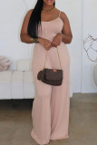 Blue Casual Solid Color Backless Spaghetti Strap Bodycon Jumpsuits