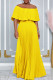 Yellow Elegant Solid Color Patchwork Backless Pleated Off Shoulder Long Dresses