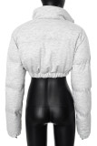 Grey Casual Solid Color Pocket Patchwork Zipper Zipper Collar Outerwear