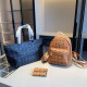 Black Casual Street Letters Patchwork Zipper Bags