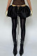 Black Street Solid Color Patchwork Cross Straps Loose Low Waist Patchwork Bottoms
