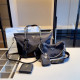 Black Casual Daily Solid Color Patchwork Metal Accessories Trim Chains Bags