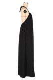White Casual Daily Solid Color Draw String Lace Up Backless Halter Sleeveless Dresses