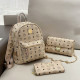 Apricot Casual Daily Letter Print Metal Accessories Trim Chains Zipper Bags