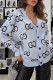 Baby Blue Casual Letters Buckle Patchwork V Neck Tops