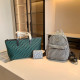 Ink Green Casual Street Letters Patchwork Zipper Contrast Bags