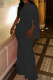 Black Elegant Solid Color Patchwork O Neck Long Dresses