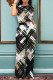 Black Casual Geometric Print Pocket Patchwork O Neck Short Sleeve Two Pieces