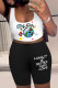 White Black Sexy Print Patchwork Backless U Neck Sleeveless Two Pieces