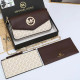 White Coffee Street Letters Patchwork Chains Zipper Bags
