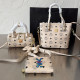 Apricot Casual Street Graffiti Print Letters Patchwork Zipper Bags