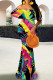 Yellow Red Elegant Print Patchwork Backless Off Shoulder Long Dresses