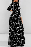 Burgundy Elegant Print Patchwork Strap Design O Neck A Line Dresses