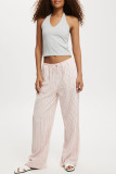 Red Casual Print Pocket Patchwork Loose Low Waist Wide Leg Patchwork Bottoms
