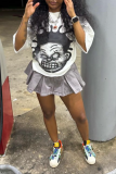 White Casual Street Cartoon Print O Neck T-Shirts