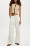Red Casual Print Pocket Patchwork Loose Low Waist Wide Leg Patchwork Bottoms