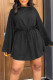 Black Celebrities Solid Color Draw String Patchwork Ruched O Neck Straight Dresses