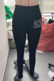 Black Street Digital Patchwork Zipper Zipper Collar Long Sleeve Two Pieces