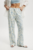 Red Casual Print Pocket Patchwork Loose Low Waist Wide Leg Patchwork Bottoms