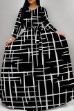 Burgundy Elegant Print Patchwork Strap Design O Neck A Line Dresses