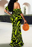 Blue Elegant Stripe Patchwork Backless Off Shoulder Long Dresses