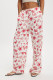 Red Casual Print Pocket Patchwork Loose Low Waist Wide Leg Patchwork Bottoms