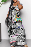 Light Yellow Elegant Print Pocket Patchwork V Neck Long Dresses