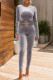 Silver Gray Casual Solid Color Patchwork O Neck Long Sleeve Two Pieces