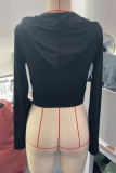 Black Street Digital Patchwork Zipper Zipper Collar Long Sleeve Two Pieces