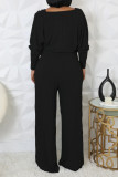 Black Street Solid Color Pocket Patchwork Backless V Neck Sleeveless Two Pieces