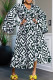 Black Street Print Patchwork Strap Design V Neck A Line Plus Size Dresses