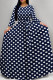 Tibetan Blue Elegant Print Patchwork Strap Design O Neck A Line Dresses