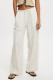 White Casual Print Pocket Patchwork Loose Low Waist Wide Leg Patchwork Bottoms