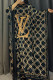 Black Gold Street Letters Patchwork O Neck Straight Dresses