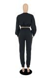 Red Casual Daily Letter Print O Neck Long Sleeve Two Pieces