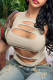 Light Gray Sexy Solid Color Hollow Out Patchwork O Neck Tops