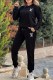 Black Casual Letters Pocket Lace Up Patchwork O Neck Long Sleeve Two Pieces