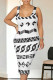 White Sexy Geometric Print Contrast O Neck Printed Dresses