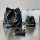Black Casual Daily Letters Draw String Metal Accessories Trim Chains Bags