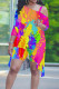 Colour Casual Plaid Zebra Print Splashed ink printing Irregular Contrast Sloping Shoulder Plus Size Two Pieces